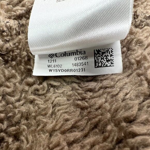 Columbia Coat Women's Size Large Brown Teddy Fleece Full Zip Hooded Jacket - Picture 11 of 11